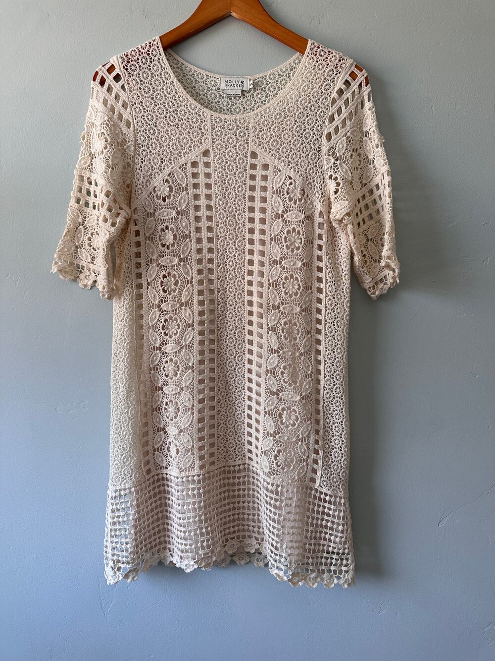 Molly Bracken Cream Lace Shift Dress
